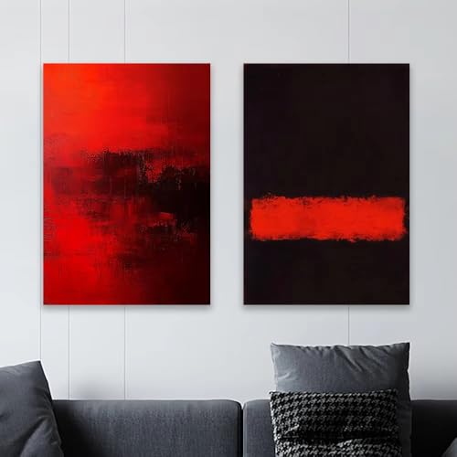 Tableau abstrait rouge pur grande affiche sur toile 30x42 cm