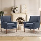Accent Chairs for Living Room, Mid-Century Wooden Fabric Living Room Chairs, Arm Chair, Side Chairs...