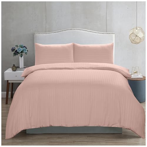 Home In Style 4U Juego de funda de edredón para cama de matrimonio, microfibra rosa, con funda de almohada, suave, transpirable, reversible, hipoalergénica