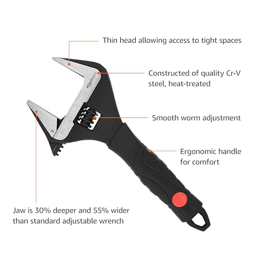 Adjustable Wide Jaw Wrench with Ergonomic Soft Grip, Heavy-Duty Plumbing Tool for Pipes, Nuts and Bolts, Non Slip for DIY, Home Repairs and Professional Use 6 Adjustable Wide Jaw Wrench with Ergonomic Soft Grip, Heavy-Duty Plumbing Tool for Pipes, Nuts and Bolts, Non Slip for DIY, Home Repairs and Professional Use - Image 6
