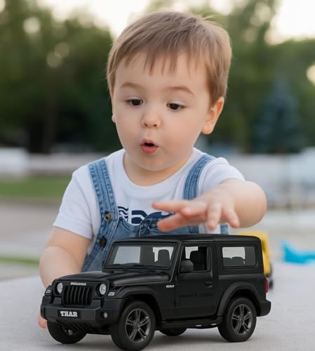 Image of HARRY & JAMES Convertible Thar 1:32 Scale DieCast Metal Pull-Back Action Openable Doors & HoodTop 4x4 Thar /Jeep with Sound & Lights Realistic Open JeepThar for Kids,Boys,Girls,Childrens,Multicolor