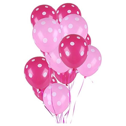 NUOLUX 50 Pcs 12 Inch Polka Dot Latex Balloon Wedding Birthday Party Decoration (Rose Red Pink) Cover