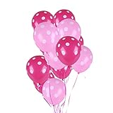 NUOLUX 50 Pcs 12 Inch Polka Dot Latex Balloon Wedding Birthday Party Decoration (Rose Red Pink)