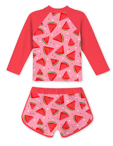 Image of Vogseek Girls Rash Guard Two Pieces Swimsuit Long Sleeve Bathing Suit for 3-10 Years