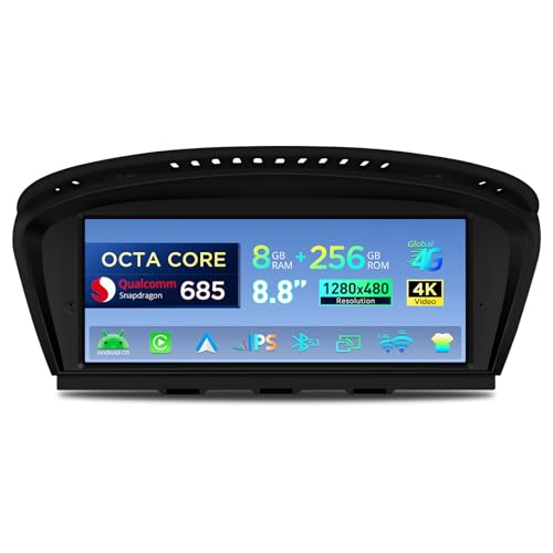 XTRONS Qualcomm 685 Android 14 Car Stereo for BMW E90/E91/E92/E93/E60/E61(2005-2008) CCC System, 8.8 Inch IPS Touch Screen GPS Navigation Support Wireless CarPlay Android Auto Backup Camera (8+256G)