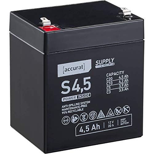 Accurat 12V 4,5Ah Blei-Akku AGM Blei-Batterie Zyklenfest Supply-Serie VRLA Versorgungsbatterie S4,5 (wartungsfrei)