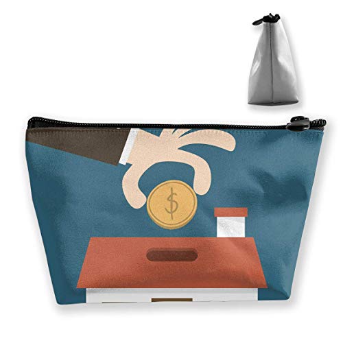 Preisvergleich Produktbild Hausförmige Sparschwein-Schminktasche Große trapezförmige Aufbewahrung Reisetasche Waschen Kosmetikbeutel Stifthalter Reißverschluss