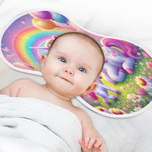 Unicorn Flowers Baby Burp Cloths Cotton Burp Clothes Absorbent Muslin Burp Cloths Soft Burp Cloth Rags for Girl Unisex Boy Newborn 1 Pack 22x11 Inches4