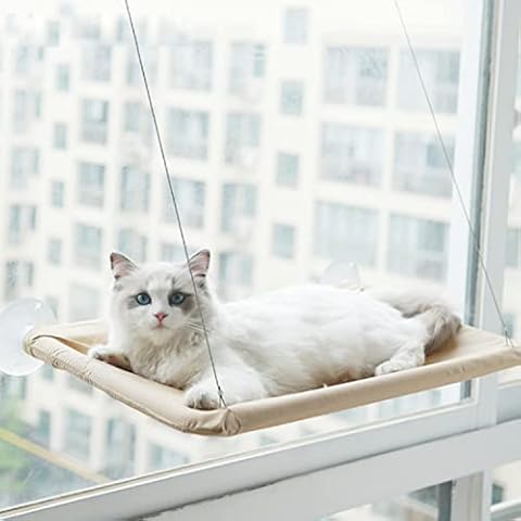 Ventana montada Hamaca para Gato, Cama Gato Colgante para Gato, Hamaca Ventosa para Gatos con Ventosas de Perilla Resistentes, Soportar hasta 17kg Cover