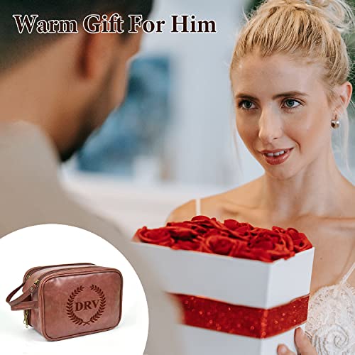 2 Pack Personalized Toiletry Bag for Men Handcrafted, Custom Leather Dopp Kit for Men, Personalized Gifts for Men, Father, Husband, Boyfriend, Groomsmen, Best Man Gifts, Shaving Bag Cosmetic Bag