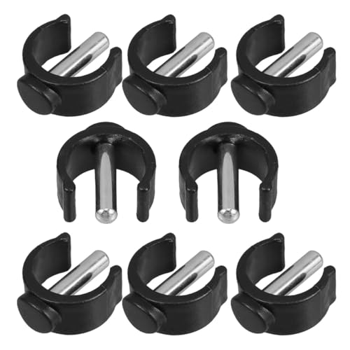 COHEALI Clips de Bloqueo de Pasador de Repuesto para Tubos de 22 Mm, 8 Piezas, Fijación Ajustable C, Plástico Negro, Pasadores de 25 Mm para Rieles de Seguridad de Inodoro y Ayudas