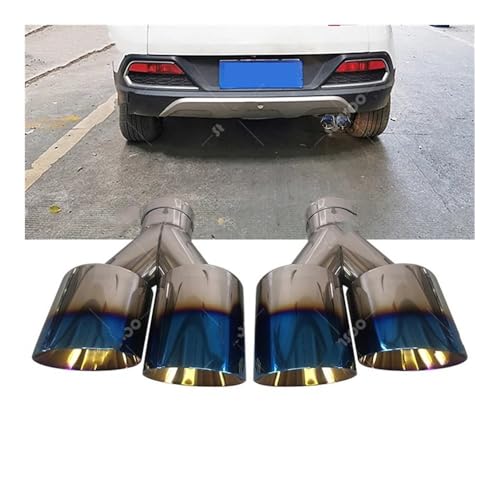 Tubo de escape doble de acero inoxidable para solucionar salidas oxidadas con boquilla azul
