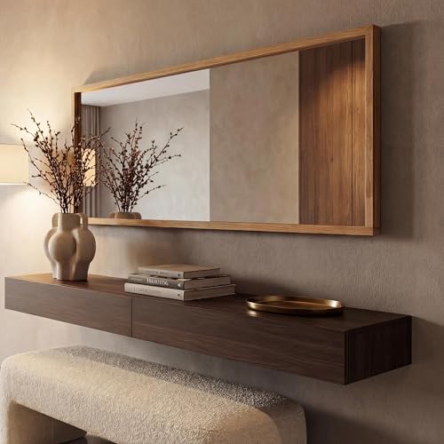 MCA Spiegel HWC-P56, Wandspiegel Garderobenspiegel Flurspiegel, 120x50x2cm Glas Massiv-Holz Eiche MCA Spiegel HWC-P56, Wandspiegel Garderobenspiegel Flurspiegel, 120x50x2cm Glas Massiv-Holz Eiche