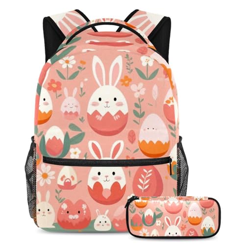 Sac à dos école fille et garçon rose multicolore avec trousse scolaire assortie