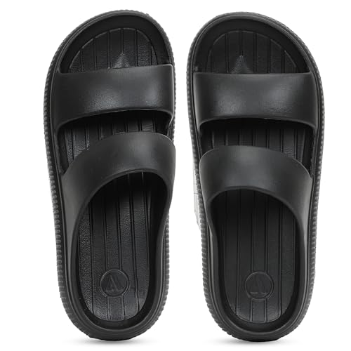 Image of Aqualite Men's Slides Slippers | Slip-On Comfort Flipflop Flat Base, Anti-Skid Sole & Lightweight | Casual Home & Outdoor Sandal for Men