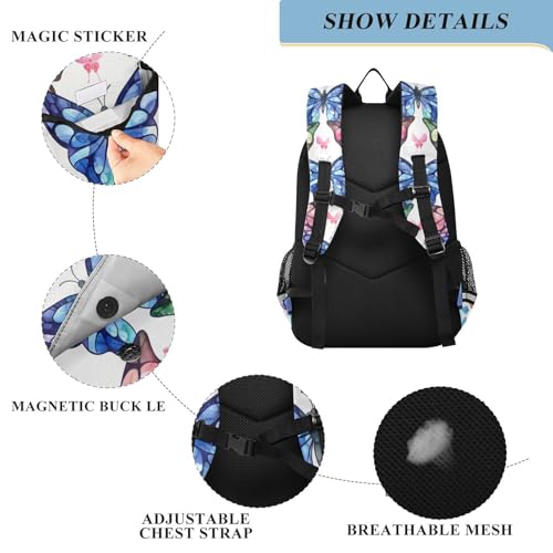 Sac à dos ordinateur portable enfants papillon lycée voyage décontracté - 5