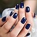 LINSSQ Glossy Dark Blue Press on Nails,Short Squoval False Nails,Beauty Solid Color Manicure Reusable UV Gel Fake Finger Nail Art for Daily Office Party 24pcs