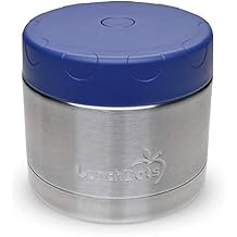 LunchBots 12oz Insulated Food Jar Stainless Steel Wide Mouth - Container With Vented Lid - Keeps Contents Hot or Cold for Hours - Leak-Proof Portable Thermal Food Jar is Ideal for Soup - Navy