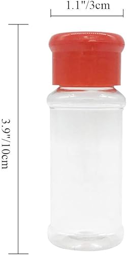 Miniatura 2 de FEOOWV Juego de 25 botellas vacías de plástico para especias para almacenar condimentos de barbacoa, sal, pimienta y más, 2.5 fl oz2.5 oz (rojo)