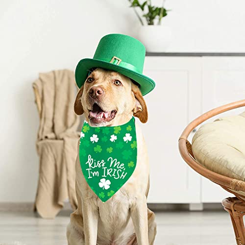 St Patricks Day Dog Bandana Puppy Scarf, 2 Pcs Shamrocks Kiss Me Irish Triangle Reversible Pet Scarf Holiday Party Dog Costume For Small Medium Large Dogs #TOP4