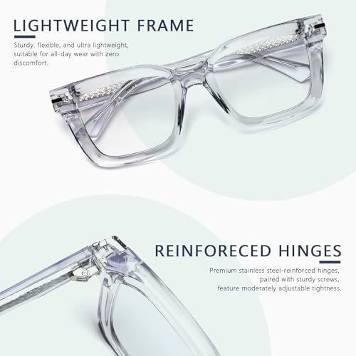 Image of Blue Light Blocking Glasses for Women Men, Square Thick Frame Anti Eyestrain & UV Glare JF6218