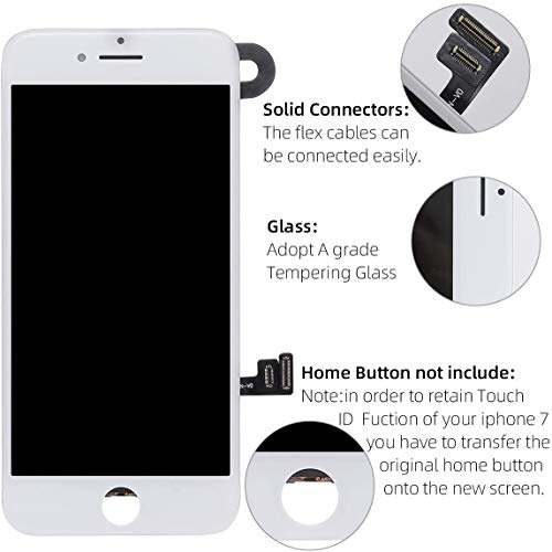 Compatible with iPhone 8 Plus Screen Replacement White Pre-Assembled LCD for iPhone 8 Plus Touch Screen Digitizer Full Assembly with Front Camera Earpiece Sensor Repair Kit+ Adhesive Strips (White) - Thumbnail 4