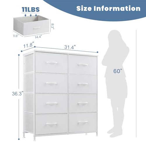 image for DUMOS Dresser for Bedroom with 8 Fabric Drawers, Tall Chest Organizer 