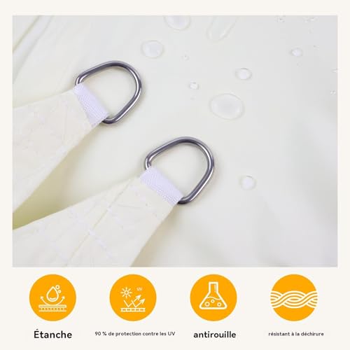 Voile d'ombrage imperméable de haute qualité couleur beige épuré