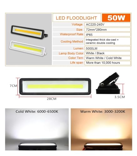 Ahorro de energía en iluminación exterior con foco LED 50W impermeable 5