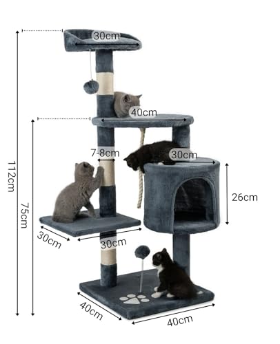 Arbre à chat pour petits & grands chats, la solution stable avec support mural contre l'ennui