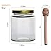 Woaiwo-q 6 oz Hexagon Glass Honey Jars, Glass Jars with Gold Lids,Bronze Bee Pendants,Wooden Honey Sticks,Small Tags,1.5m Jute Twine -Clear Hexagon Jars for Honey,Jams, Liquid.(25 Pcs)……