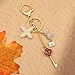 Love Keychain Elegant Floral Key Ring,Romantic Gift for Women Sweet Fashion Keychain (Red)