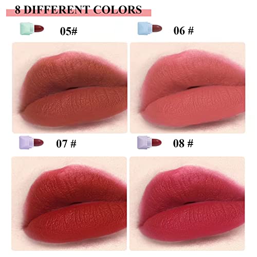 8 Colors Mini Candy Matte Lipstick Set, Waterproof Long Lasting Mini Cute Lipstick, Nonstick Cup Matte Lip Gloss Set for Women Girls - Image 5