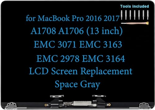 Daplinno 13 Screen Replacement for MacBook Pro A1708 A1706 EMC 3071 3163 EMC 2978 3164 Late 2016 Mid 2017 LCD Display Screen Complete Full Top Assembly 661-07970 661-05323 (Space Gray)