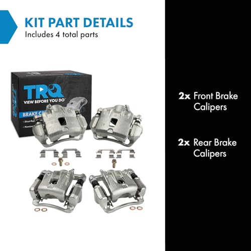 Image of TRQ Front and Rear Brake Caliper Set Zinc Coated Brackets Hardware Compatible with 2008-2010 Hyundai Sonata