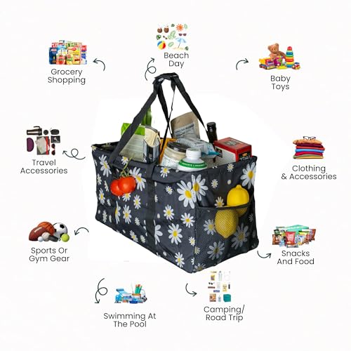 Image of Extra Large Utility Tote Bag - Oversized Collapsible Pool Beach Canvas Basket