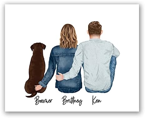 Personalized Gift For Couple and Dog Print, UNFRAMED, 8 X 10 or 11 X 14 Art Print, Dog Mom Gift, Dog Dad, Custom Sister Gift Idea, Hairstyle and Dog Breed Options Available, Birthday Gift