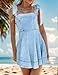 Women’s Summer Tie Shoulder Sleeveless Denim Mini Dress Ruffle A Line Swing Short Denim Dress (Small,Light Blue)