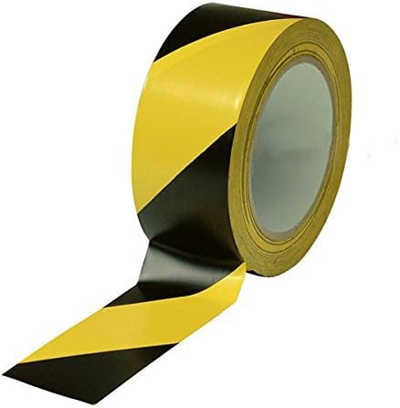 Black & Yellow Hazard Warning Safety Stripe Tape • 2 Inch x 108 Feet - Ideal for Walls, Floors, Pipes and Equipment.