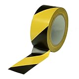Black & Yellow Hazard Warning Safety Stripe Tape • 2 Inch x 108 Feet - Ideal for Walls, Floors, Pipe
