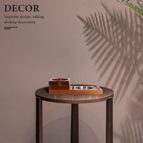 Cendrier à cigares en bois chic avec support verre à whisky