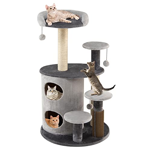 Tangkula Cat Tree For Indoor Cats, 40 Inch Multi-Level Cat Tower With Scratching Posts, Top Perch, Jingling Fur Balls, Massage Post, 2-Floor Cat Condo, Carpet Cute Cat Tree For Large Cats And Kittens #TOP26