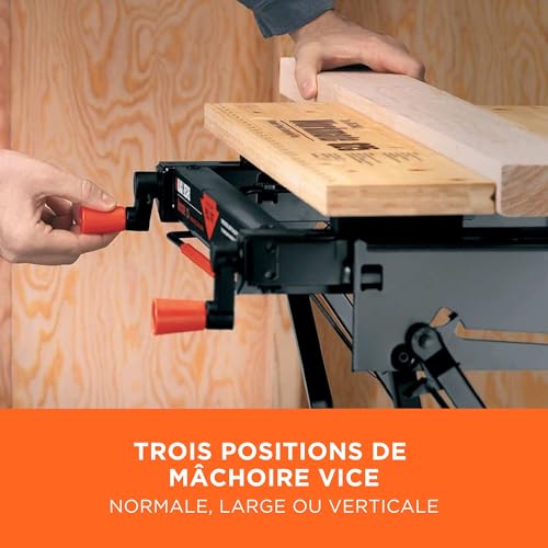 Établi double hauteur BLACK+DECKER Workmate 825 table de serrage et de sciage
