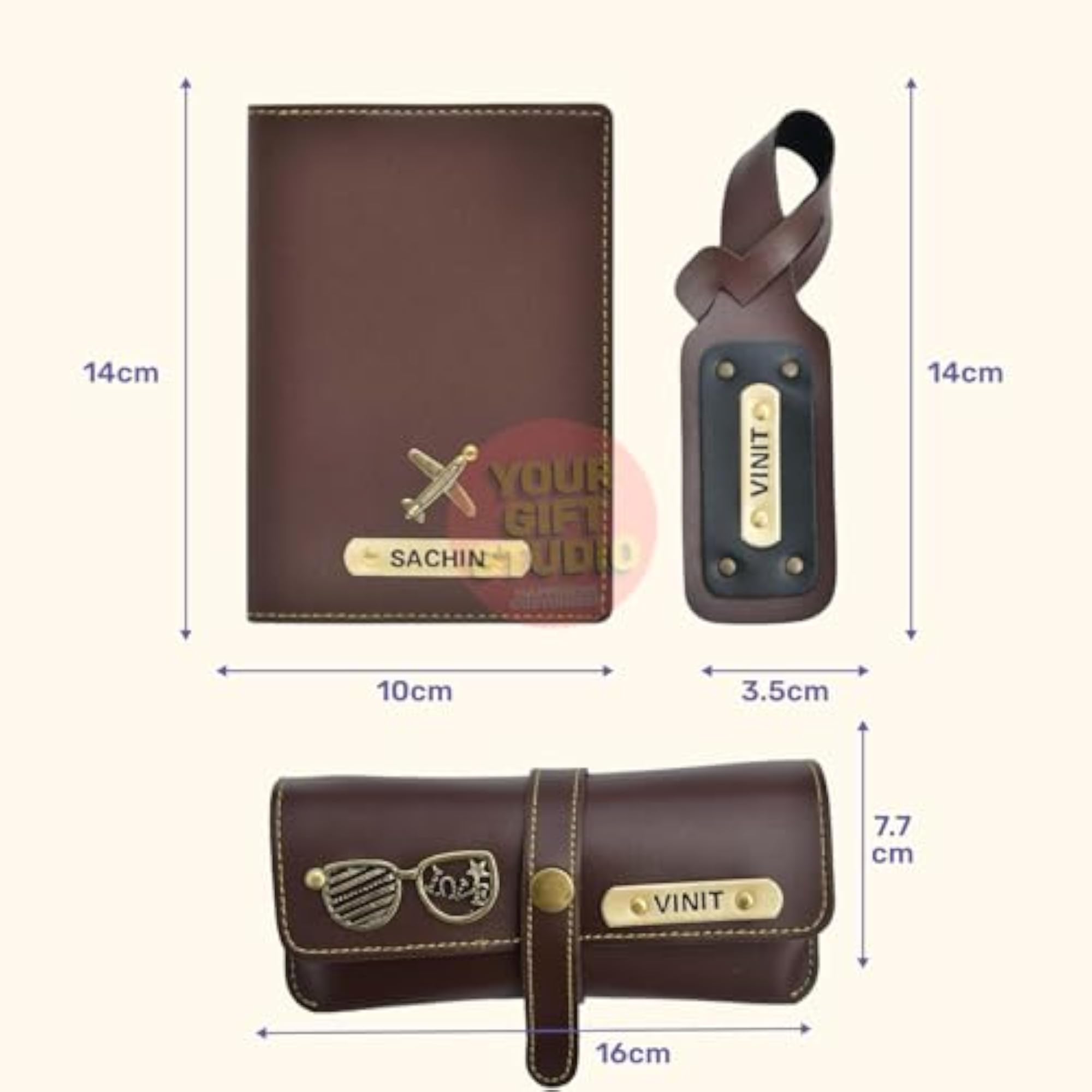 Customized Leather Unisex Set, Personalized Accessories
