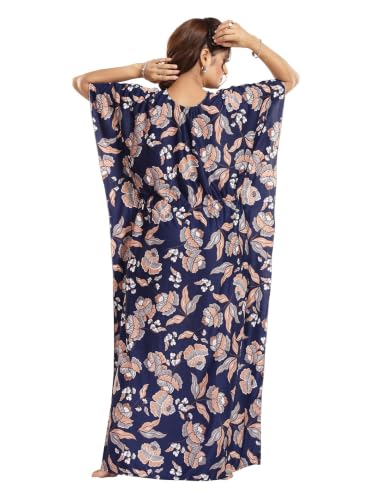 Image of Kaftan Printed Cotton Maxi Dress /Nighty /Nightdress for Ladies /Girls /Women | Free Size