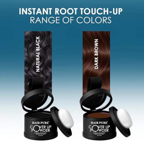 Image of Hair Pure Cover-Up Hair Powder - Black | Covers Grey Roots & Bald Spots Instantly | Highly Pigmented, Fuller & Denser Look | Long-Lasting | Matte Finish | Fine Powder | Flawless Application | 4gm