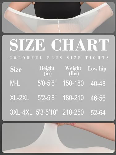 Image of HONENNA Queen Plus Size Tights Semi Opaque Control Top High Waist Stockings Nylons Pantyhose for Women 1X 2X 3X 4X 5X 6X