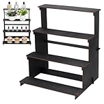 UNICRAFTALE 4-Tier Black Display Stand Straight Wooden Retail Table Display Stand with Shelves 4 Step Straight Display Rack for Counter Top Craft Shows Farmers Market Trade Shows Cupcakes Candles
