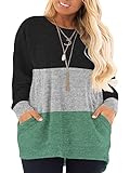 DOLNINE Womens Plus Size Sweatshirts Cute Color Block Sweaters Long Sleeve Tops 18W
