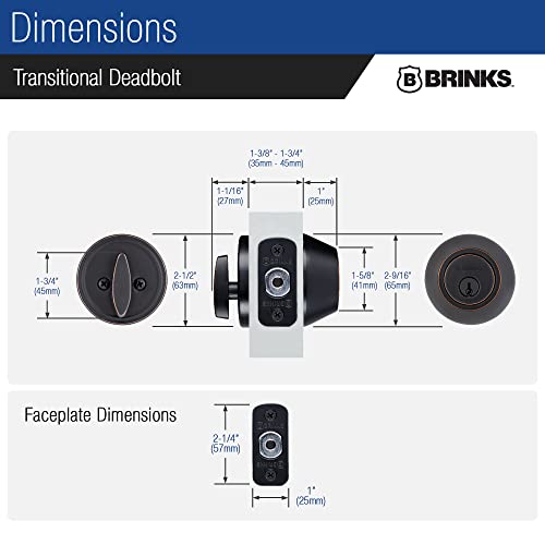 Brinks - Transitional Single Cylinder Deadbolt, Tuscan Bronze - Built For Rigorous Residential Protection With Ansi Grade 2 Security (E2401-150) #TOP4